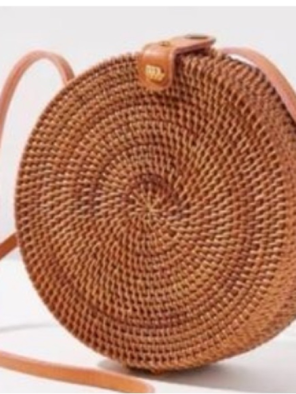 Woven Round Crossbody Bag in Tan
